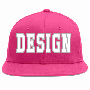 Conception personnalisée de casquette de baseball de sport à avant-toit plat rose rouge blanc-gris pour hommes/femmes/jeunes