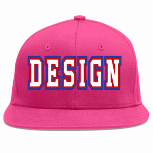 Conception personnalisée de casquette de baseball de sport à avant-toit plat rose rouge blanc-rouge pour hommes/femmes/jeunes