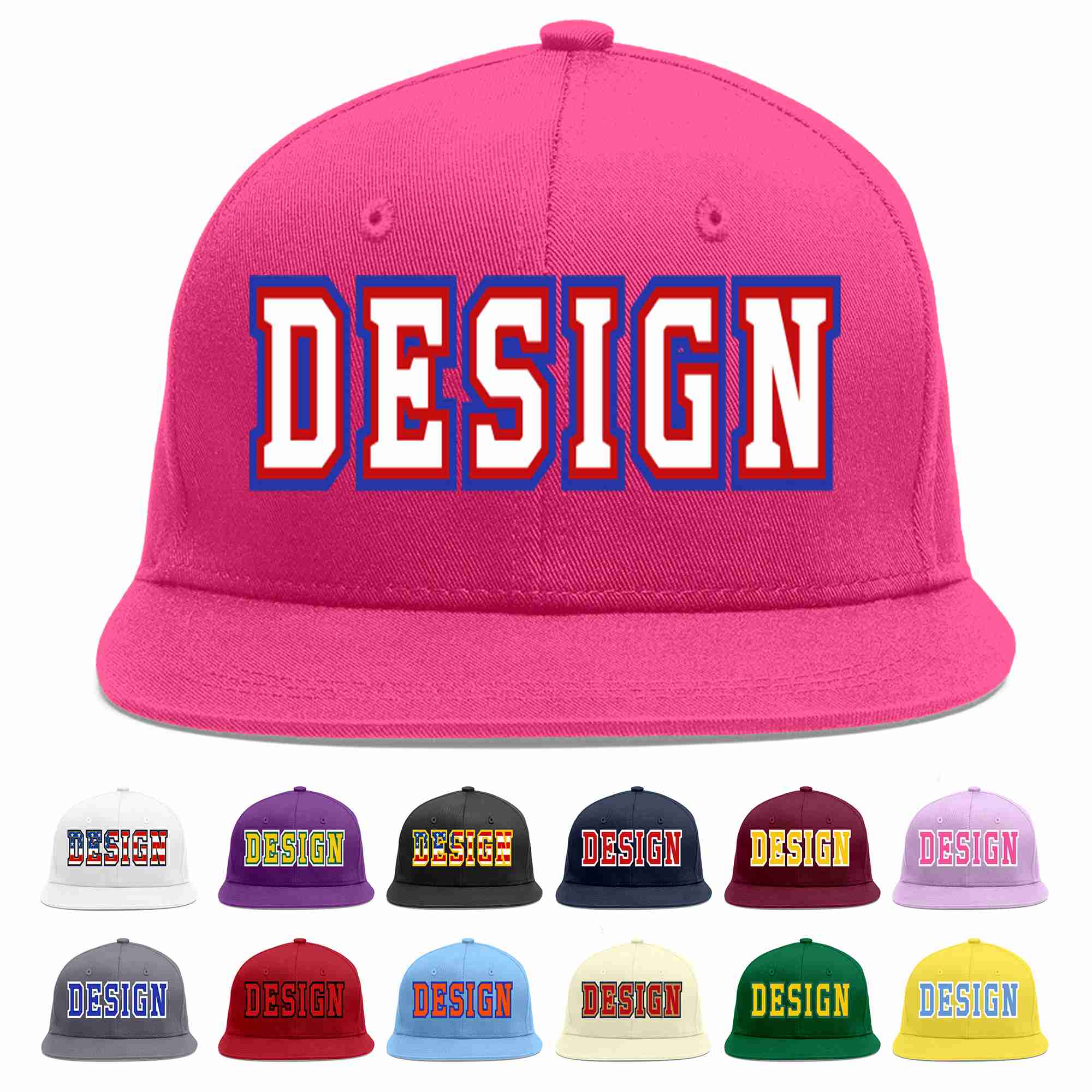 Custom Rose Red White-Red Flat Eaves Sport Baseball Cap Design for Men/Women/Youth