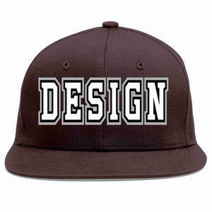 Custom Brown White-Black Flat Eaves Sport Baseball Cap Design for Men/Women/Youth