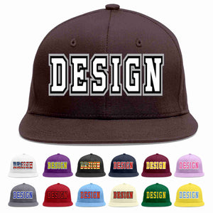 Custom Brown White-Black Flat Eaves Sport Baseball Cap Design for Men/Women/Youth