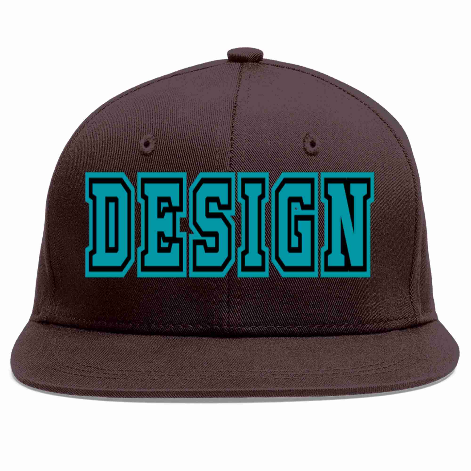 Custom Brown Aqua-Black Flat Eaves Sport Baseball Cap Design for Men/Women/Youth