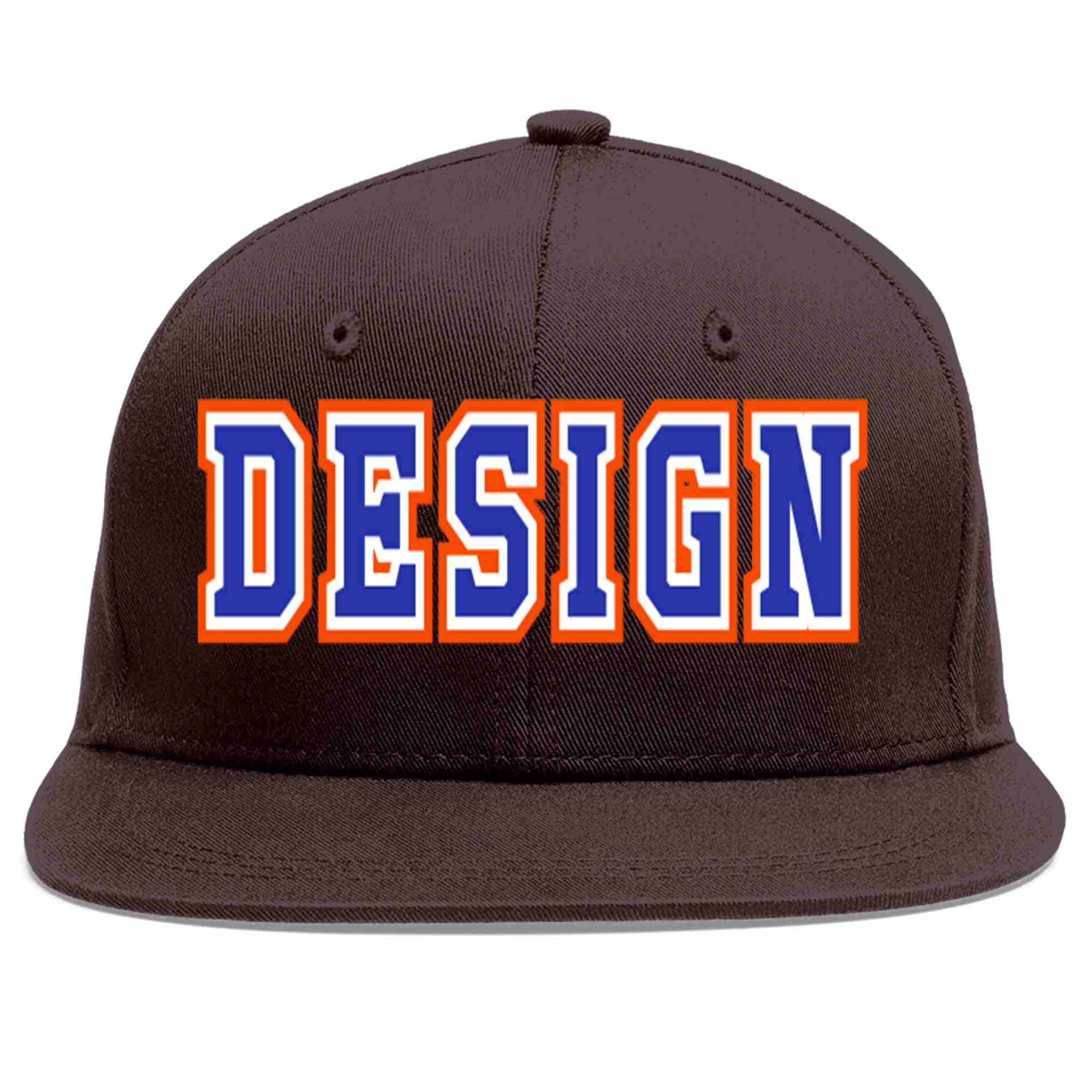 Custom Brown Royal-White Flat Eaves Sport Baseball Cap Design for Men/Women/Youth