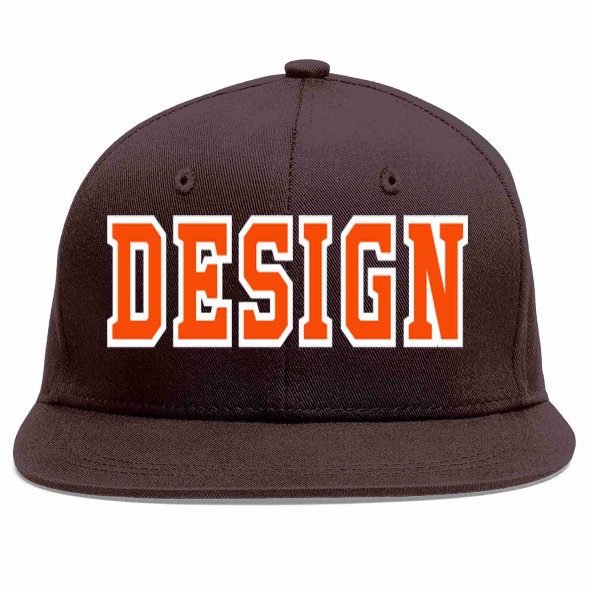 Conception personnalisée de casquette de baseball de sport à avant-toit plat marron orange-blanc pour hommes/femmes/jeunes