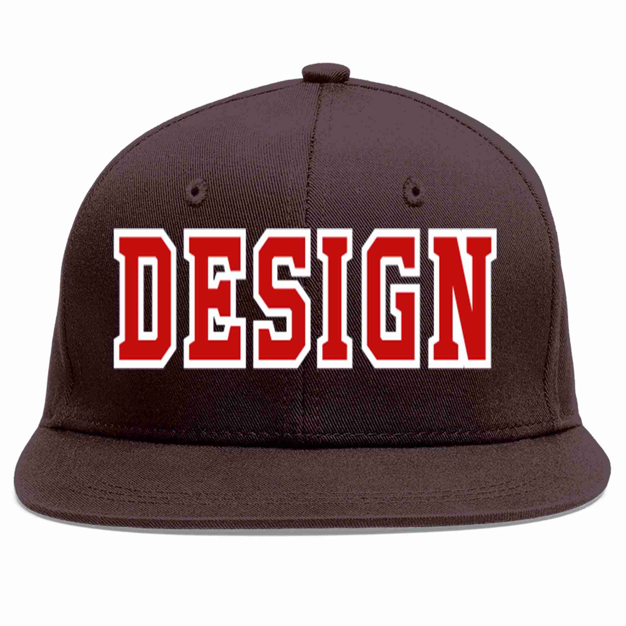 Custom Brown Red-White Flat Eaves Sport Baseball Cap Design for Men/Women/Youth