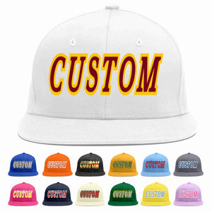 Custom White Crimson-Gold Casual Sport Baseball Cap