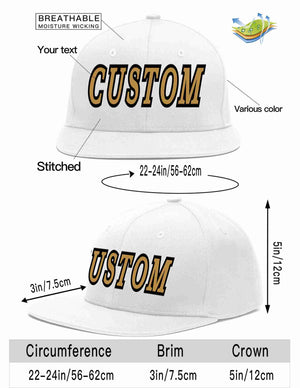 Custom White Old Gold-Black Casual Sport Baseball Cap