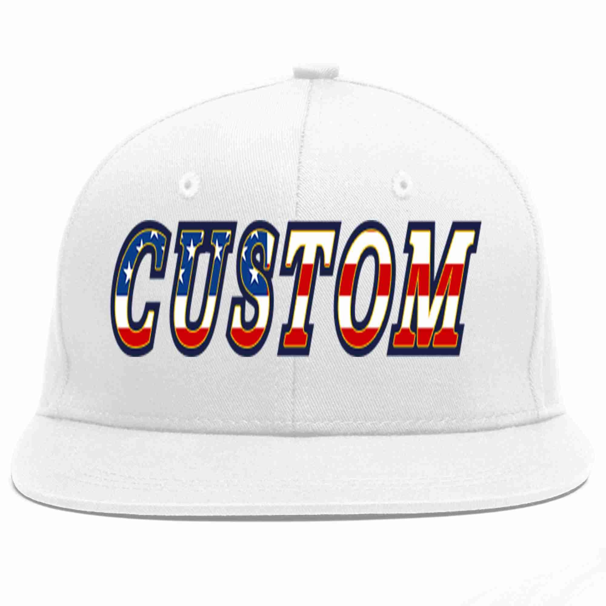 Custom White Vintage USA Flag-Gold Casual Sport Baseball Cap