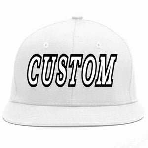 Custom White White-Black Casual Sport Baseball Cap