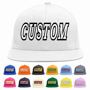 Custom White White-Black Casual Sport Baseball Cap