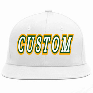 Custom White White-Kelly Green Casual Sport Baseball Cap