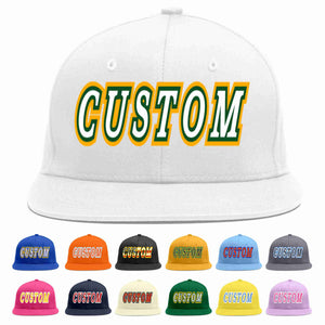 Custom White White-Kelly Green Casual Sport Baseball Cap