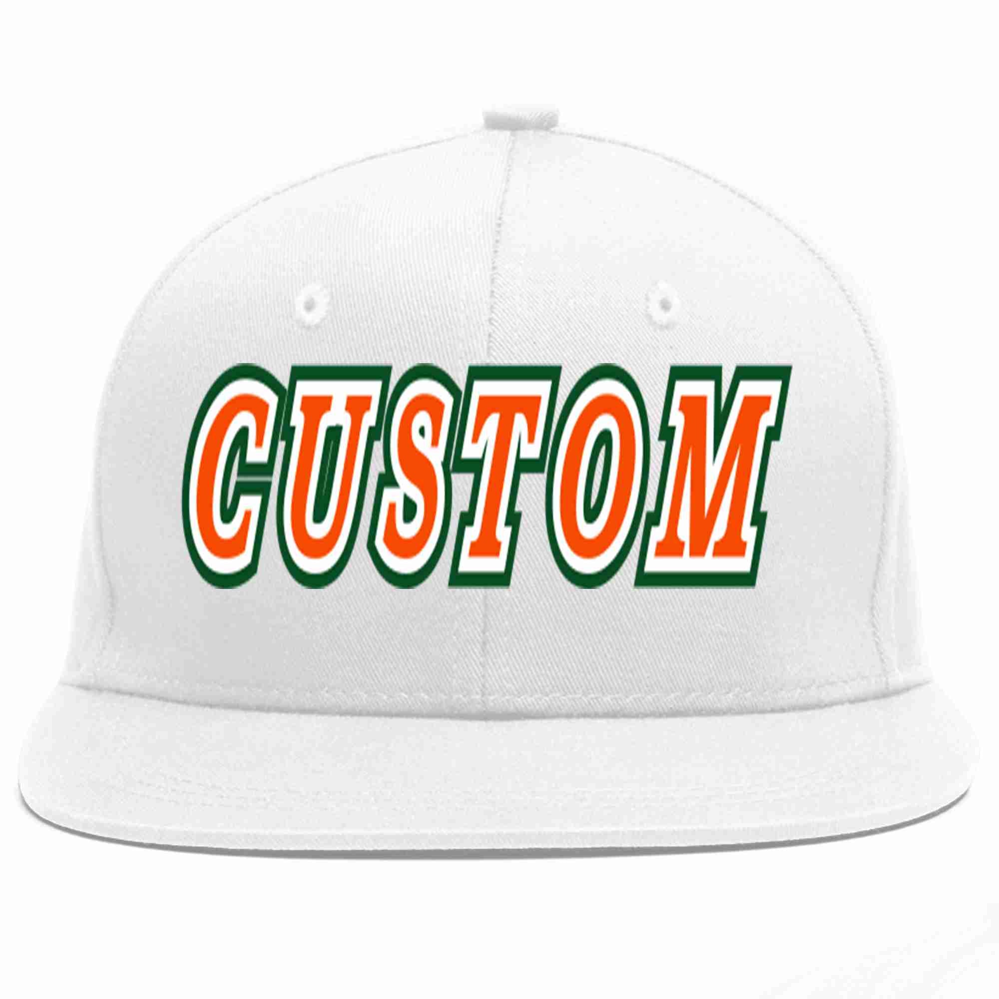 Custom White Orange-White Casual Sport Baseball Cap