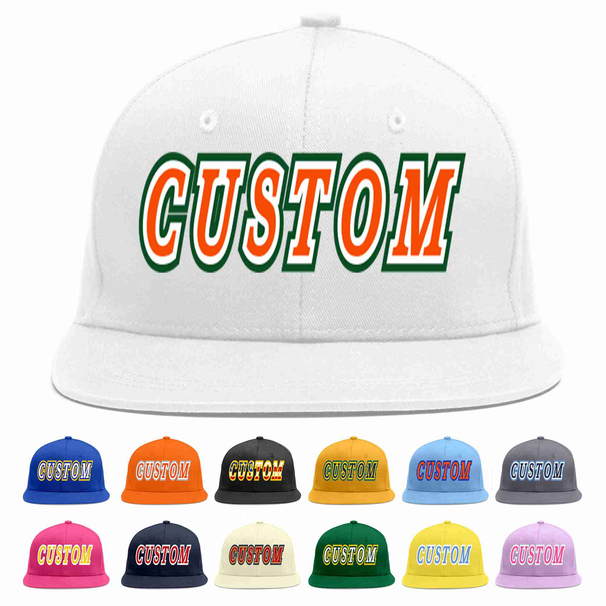 Custom White Orange-White Casual Sport Baseball Cap