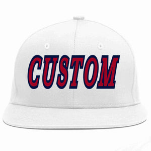 Custom White Red-Navy Casual Sport Baseball Cap