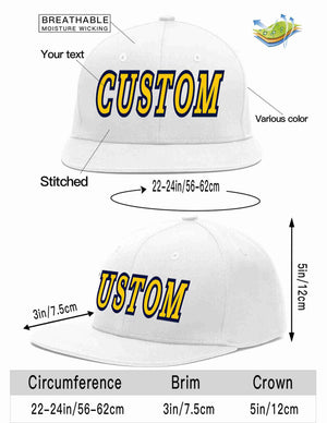 Custom White Gold-Navy Casual Sport Baseball Cap