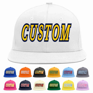 Custom White Gold-Navy Casual Sport Baseball Cap