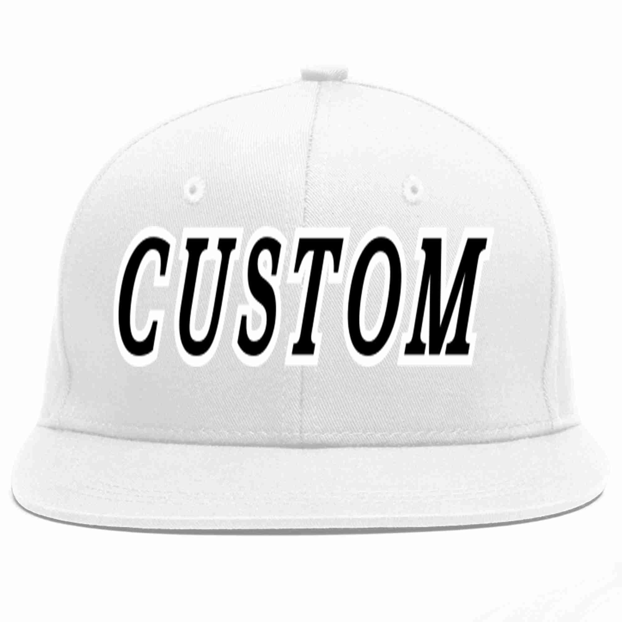 Custom White Black-White Casual Sport Baseball Cap