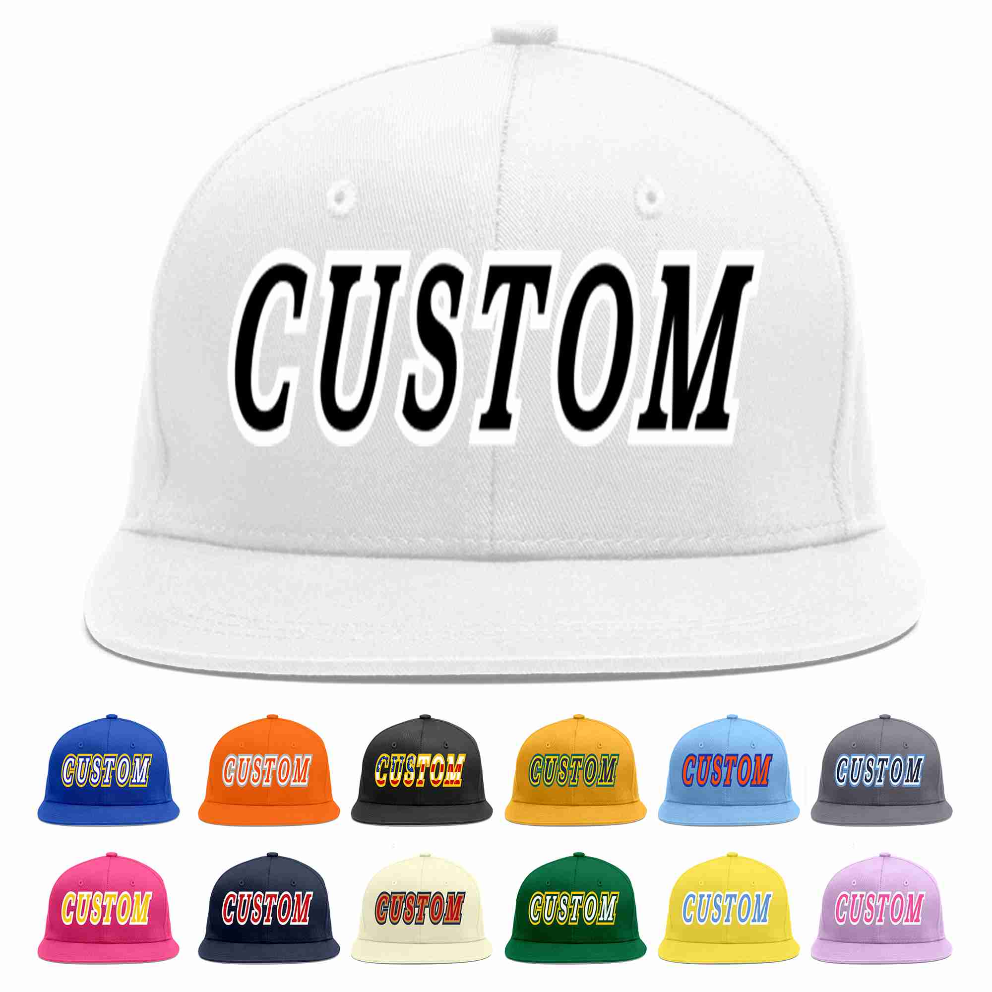 Custom White Black-White Casual Sport Baseball Cap