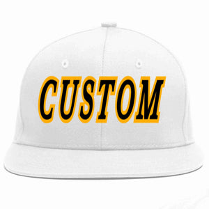 Custom White Black-Yellow Casual Sport Baseball Cap