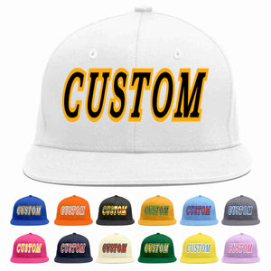 Custom White Black-Yellow Casual Sport Baseball Cap