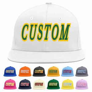 Custom White Kelly Green-Gold Casual Sport Baseball Cap