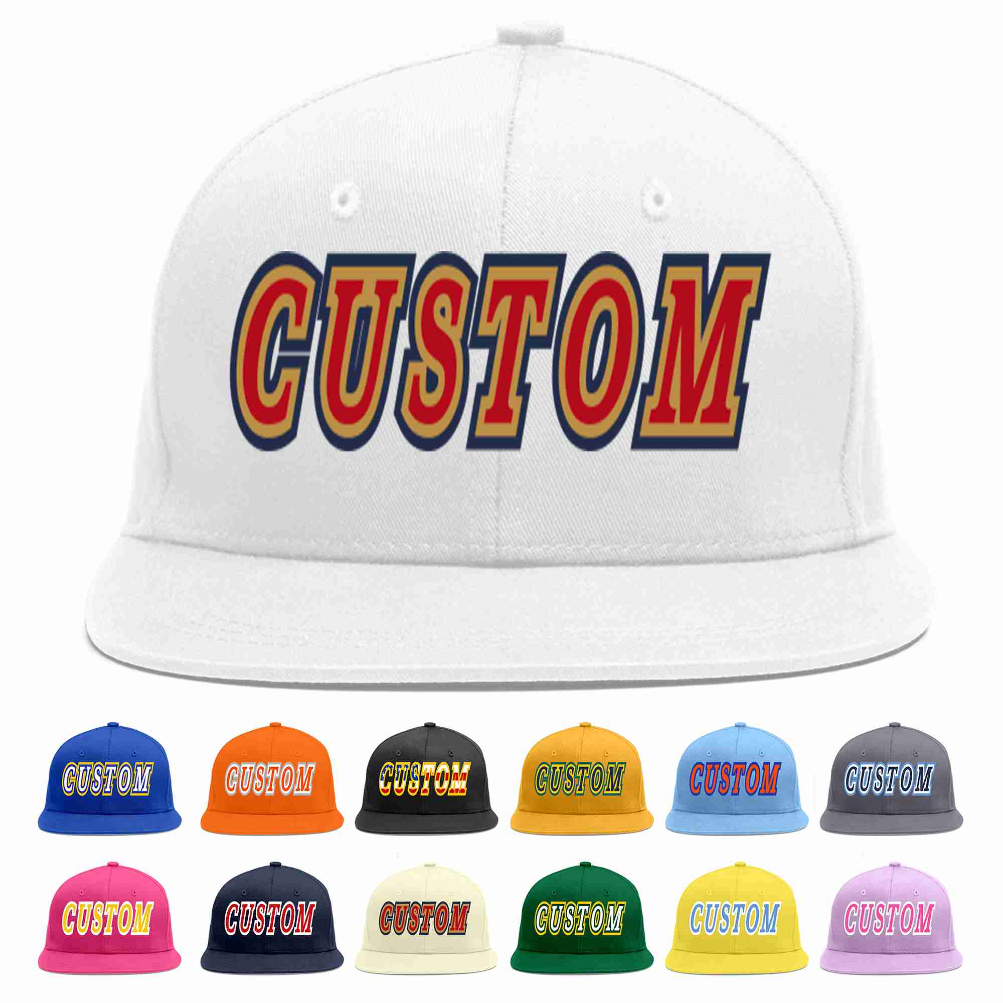 Custom White Red-Old Gold Casual Sport Baseball Cap