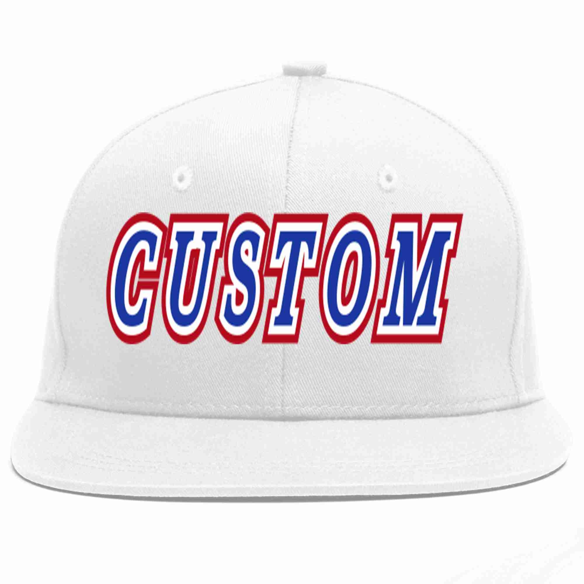 Custom White Royal-White Casual Sport Baseball Cap