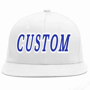 Custom White Royal-White Casual Sport Baseball Cap