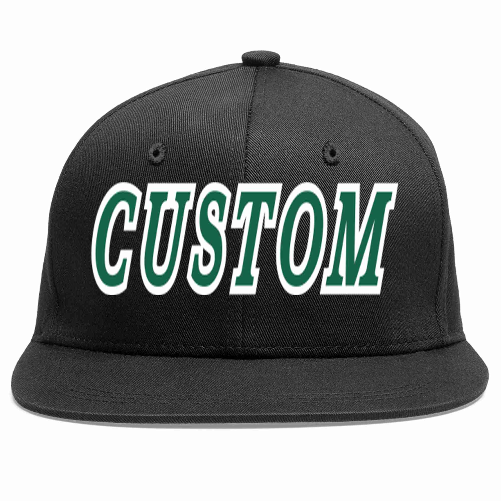 Custom Black Kelly Green-White Casual Sport Baseball Cap