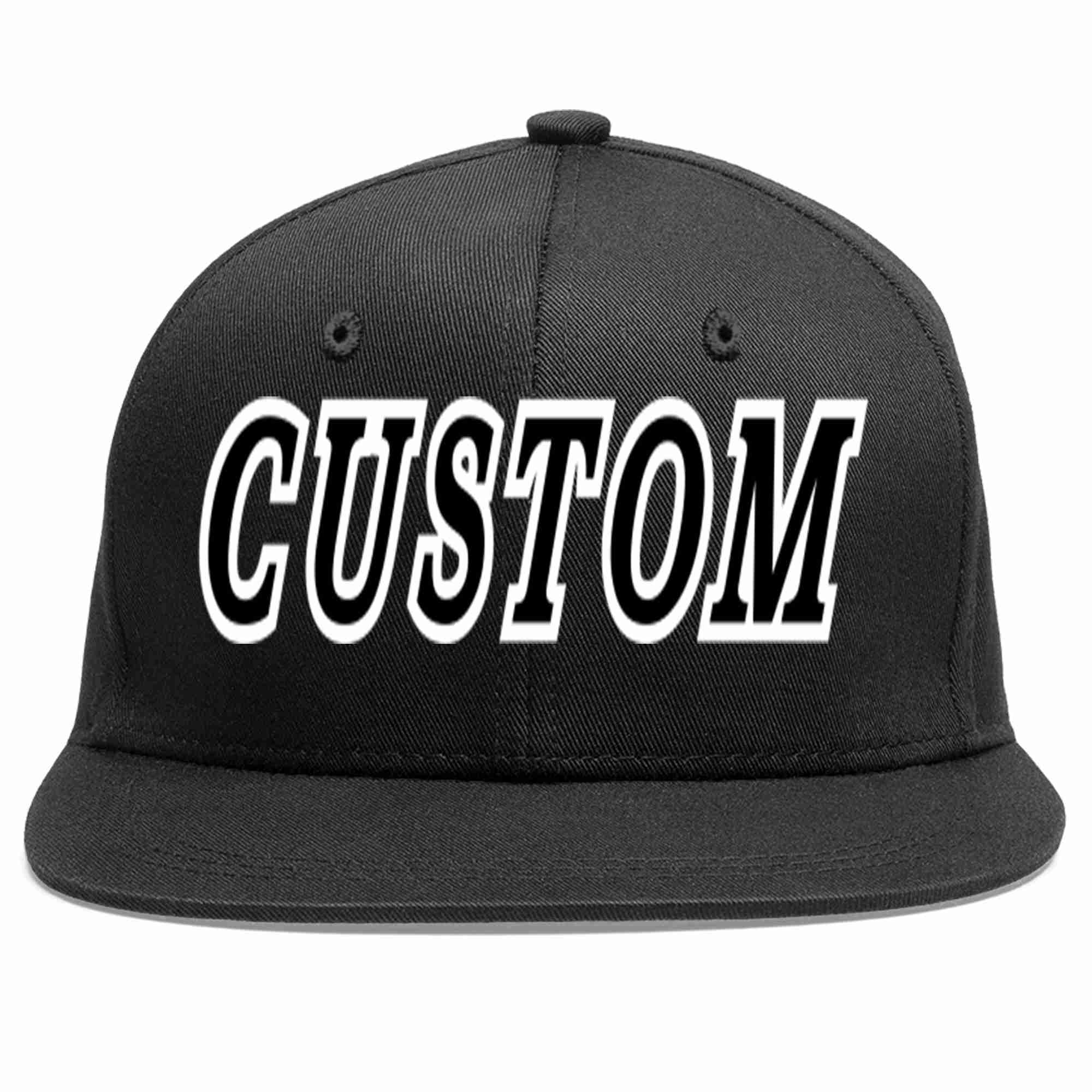 Custom Black Black-White Casual Sport Baseball Cap