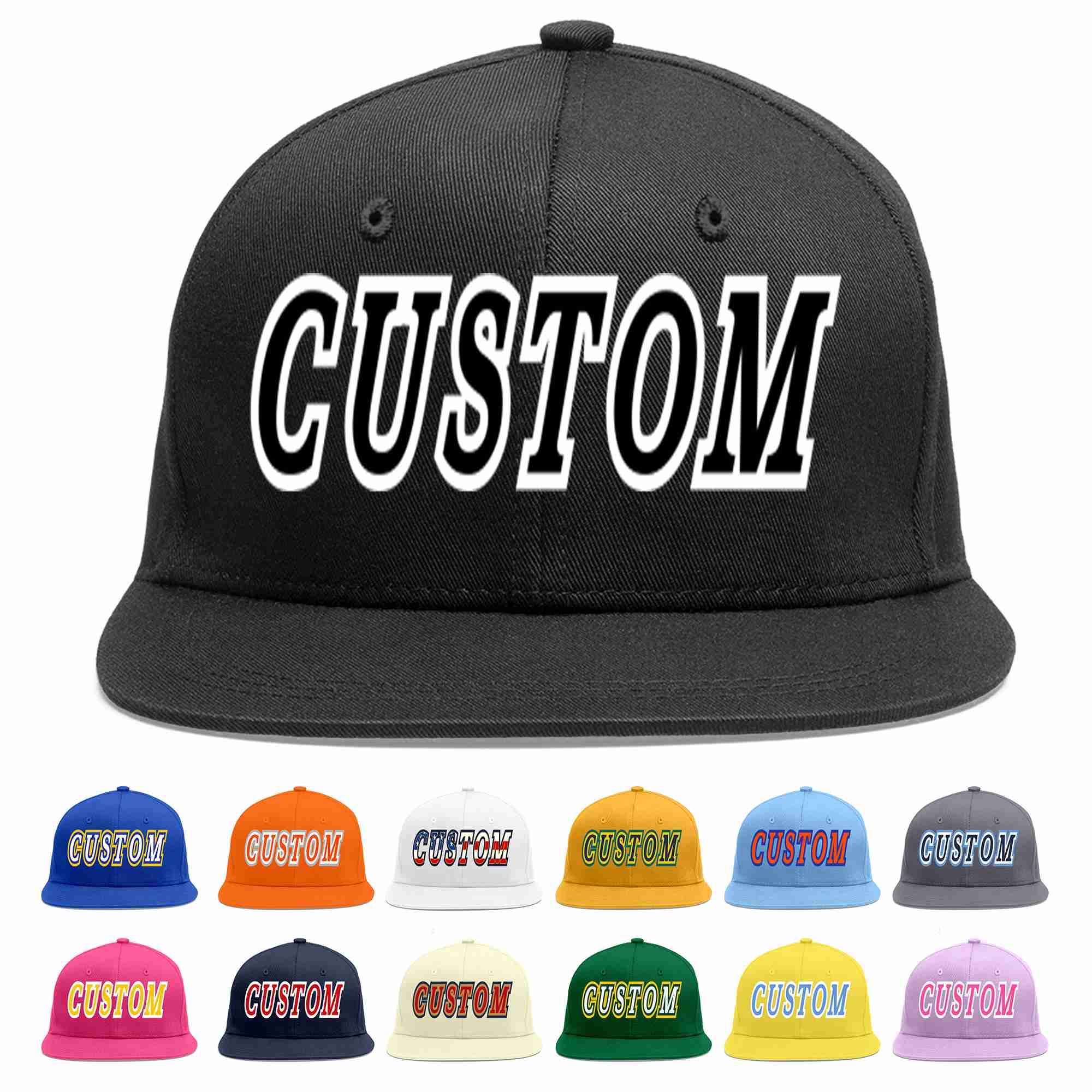 Custom Black Black-White Casual Sport Baseball Cap