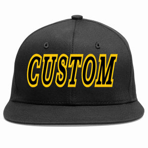 Custom Black Black-Gold Casual Sport Baseball Cap