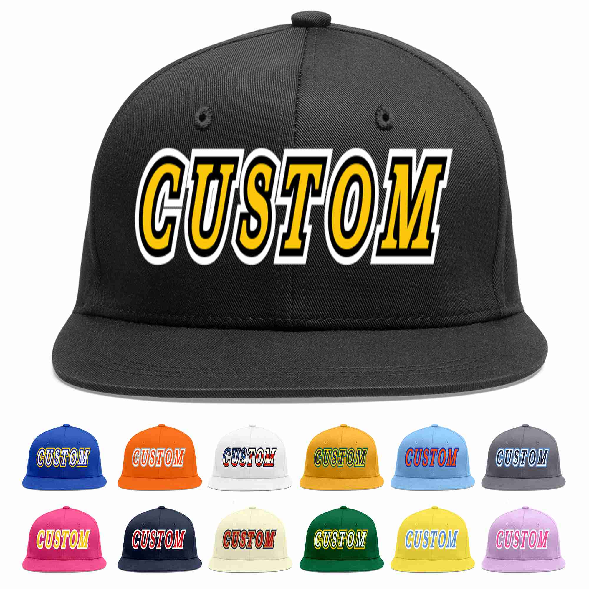 Custom Black Gold-Black Casual Sport Baseball Cap