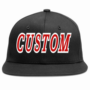 Custom Black Red-White Casual Sport Baseball Cap