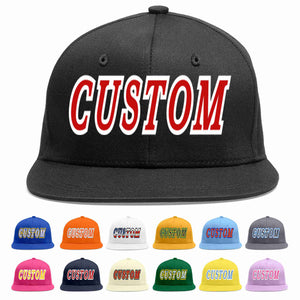 Custom Black Red-White Casual Sport Baseball Cap