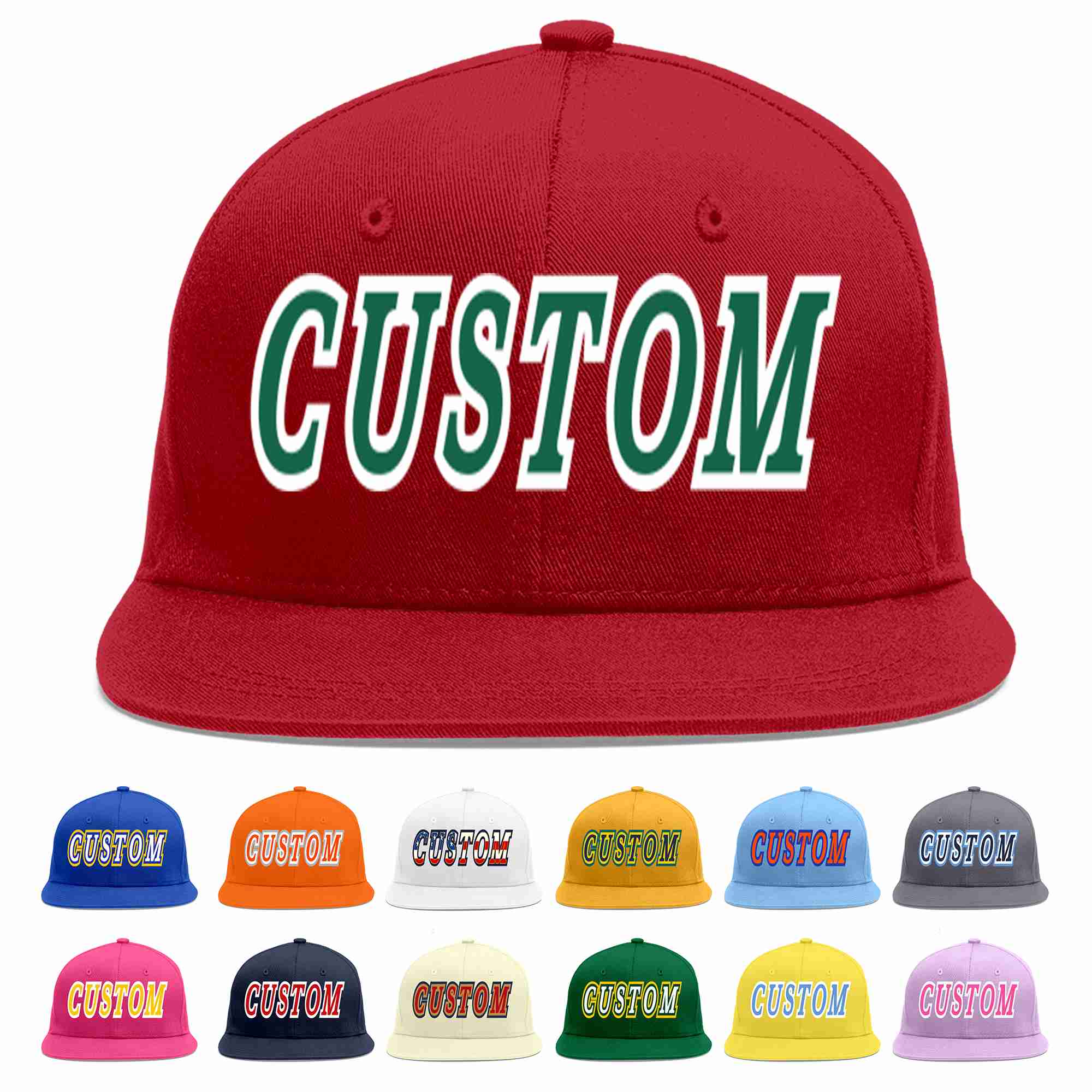 Custom Red Kelly Green-White Casual Sport Baseball Cap