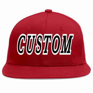 Custom Red Black-White Casual Sport Baseball Cap