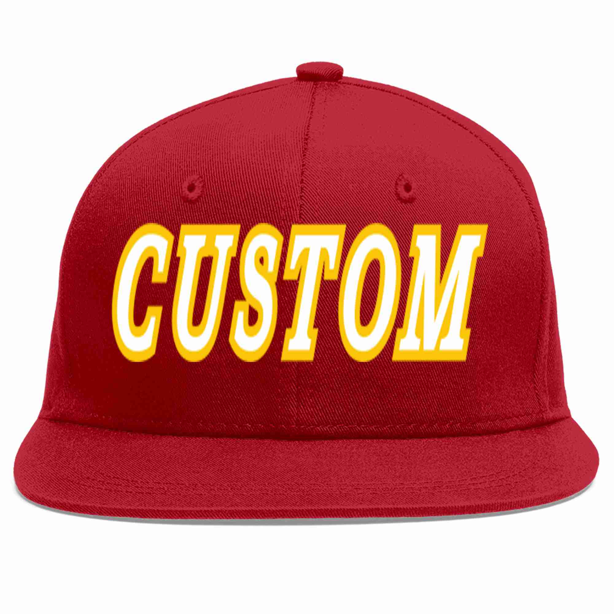 Custom Red White-Gold Casual Sport Baseball Cap