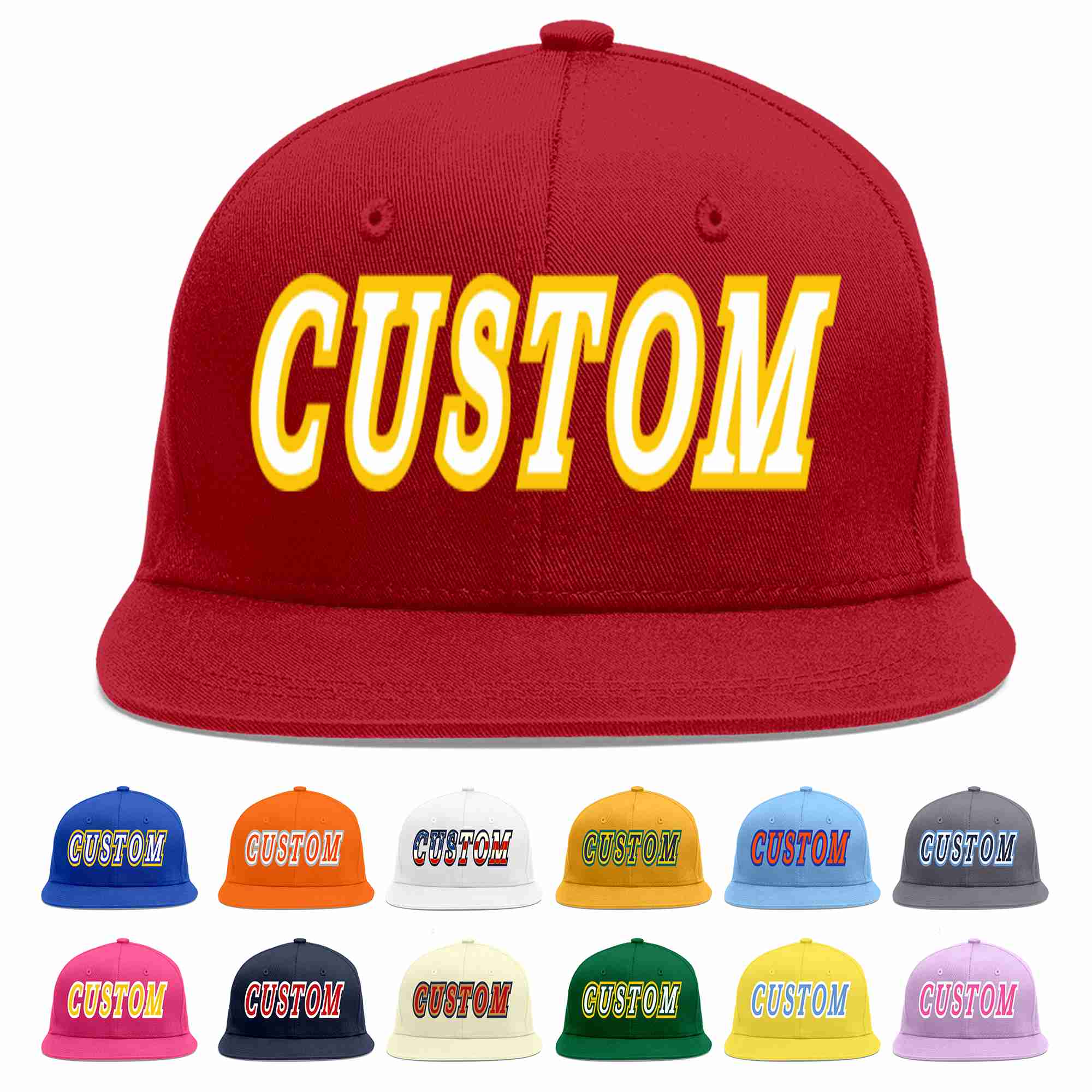 Custom Red White-Gold Casual Sport Baseball Cap