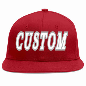 Custom Red White-Gray Casual Sport Baseball Cap