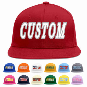 Custom Red White-Gray Casual Sport Baseball Cap