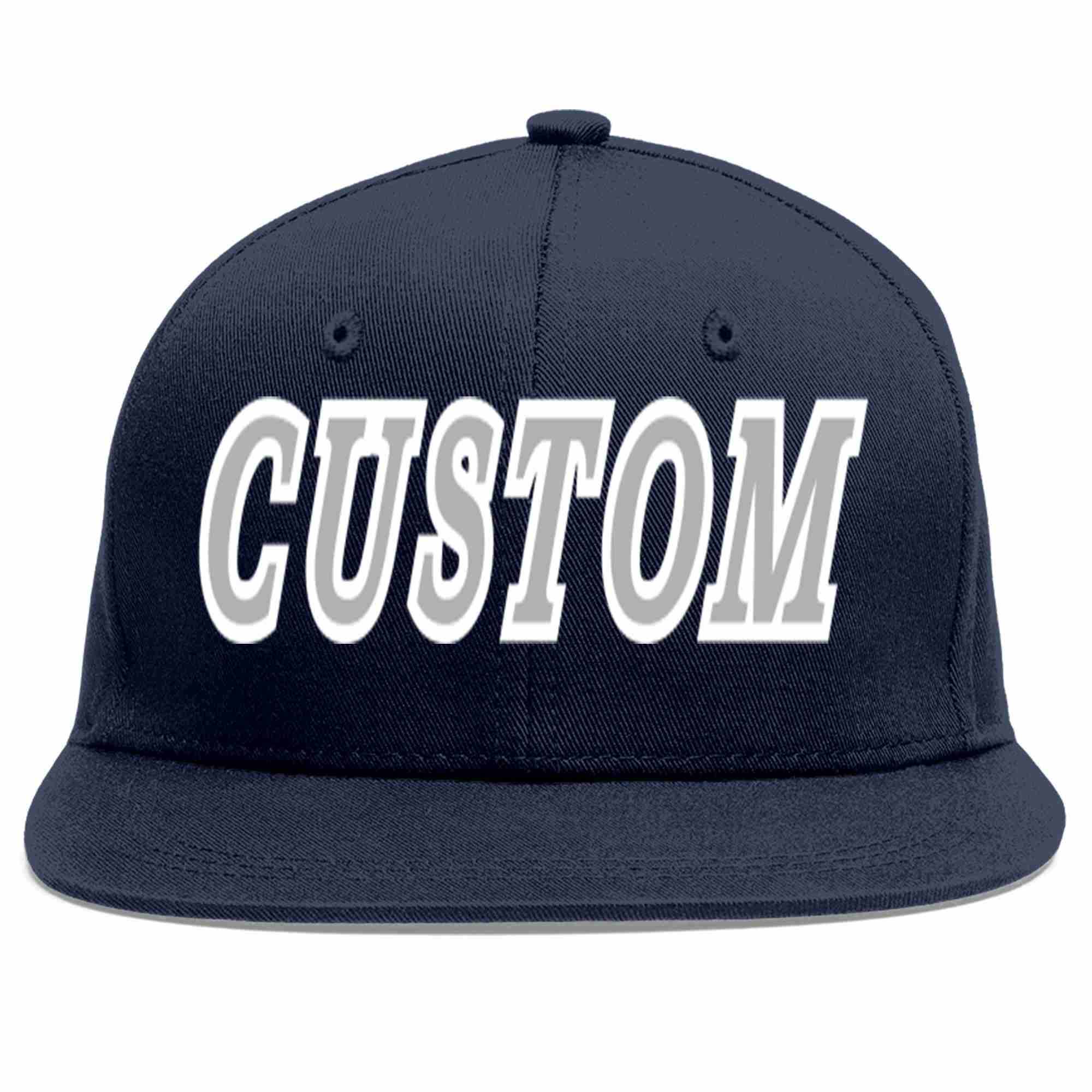 Custom Navy Gray-White Casual Sport Baseball Cap