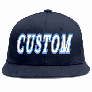 Custom Navy White-Light Blue Casual Sport Baseball Cap