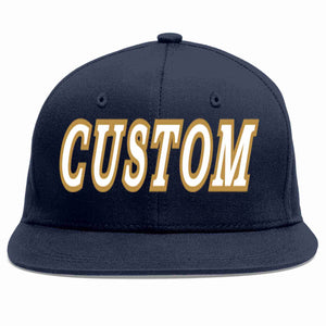 Custom Navy White-Old Gold Casual Sport Baseball Cap