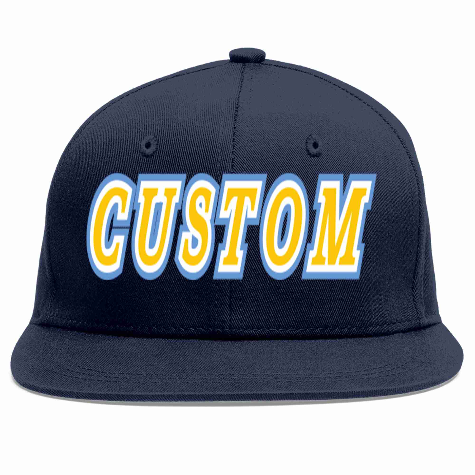 Custom Navy Gold-White Casual Sport Baseball Cap