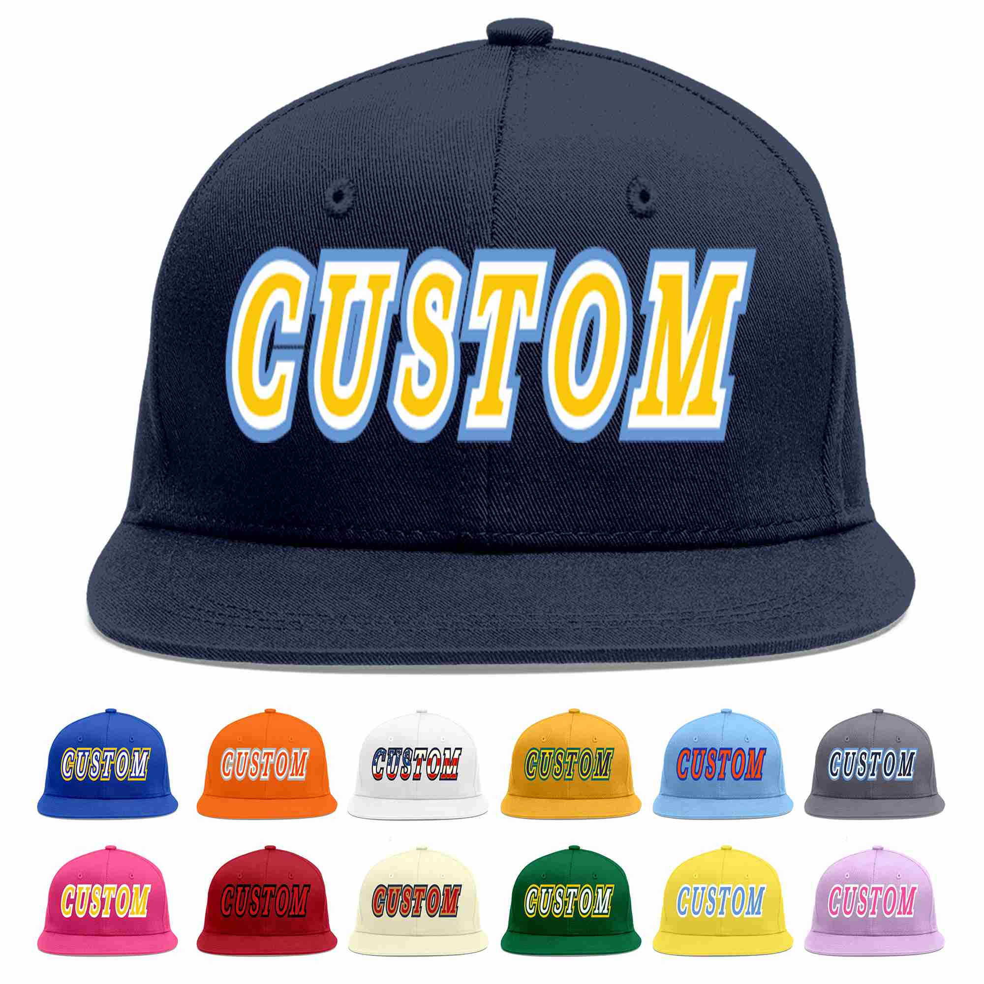 Custom Navy Gold-White Casual Sport Baseball Cap