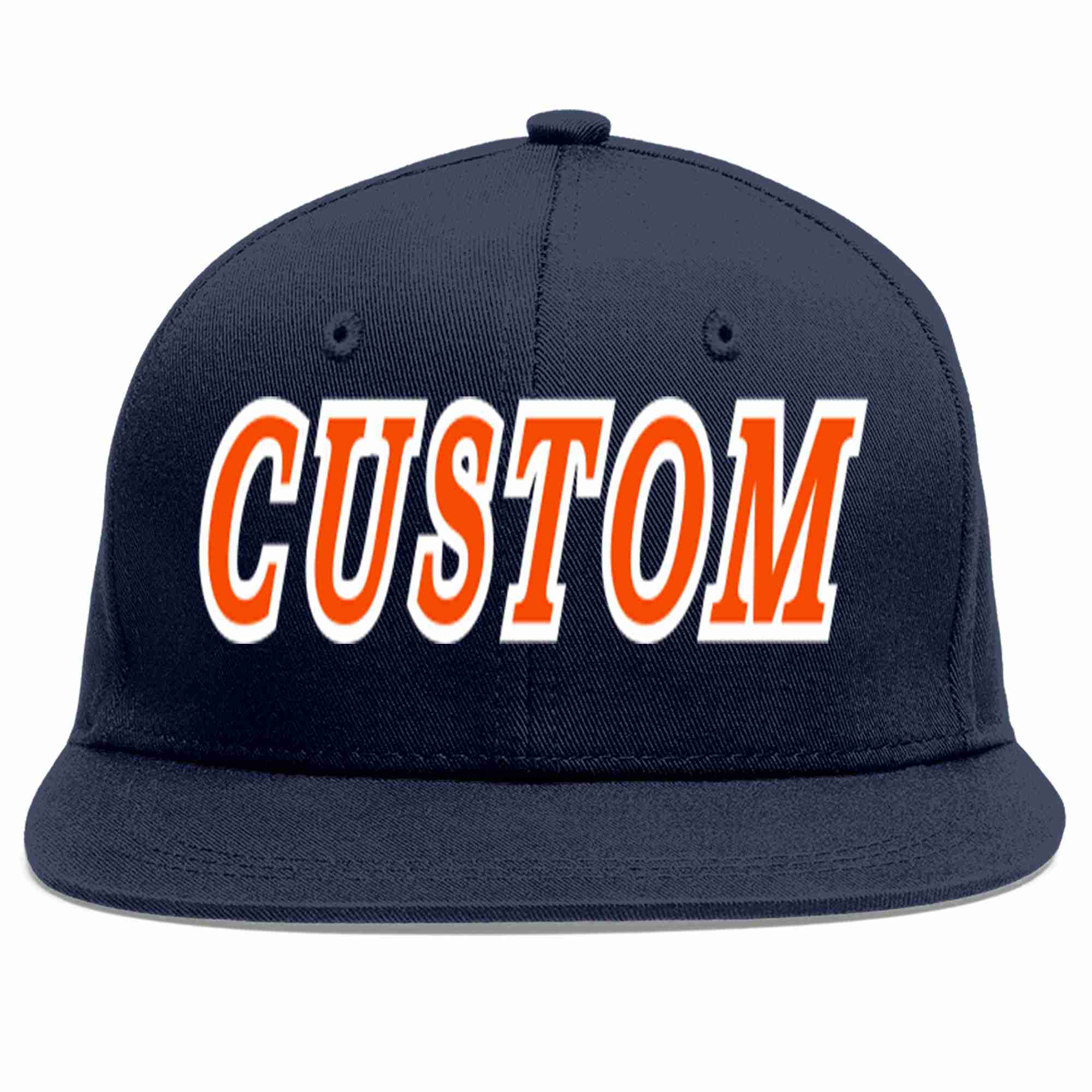 Custom Navy Orange-White Casual Sport Baseball Cap