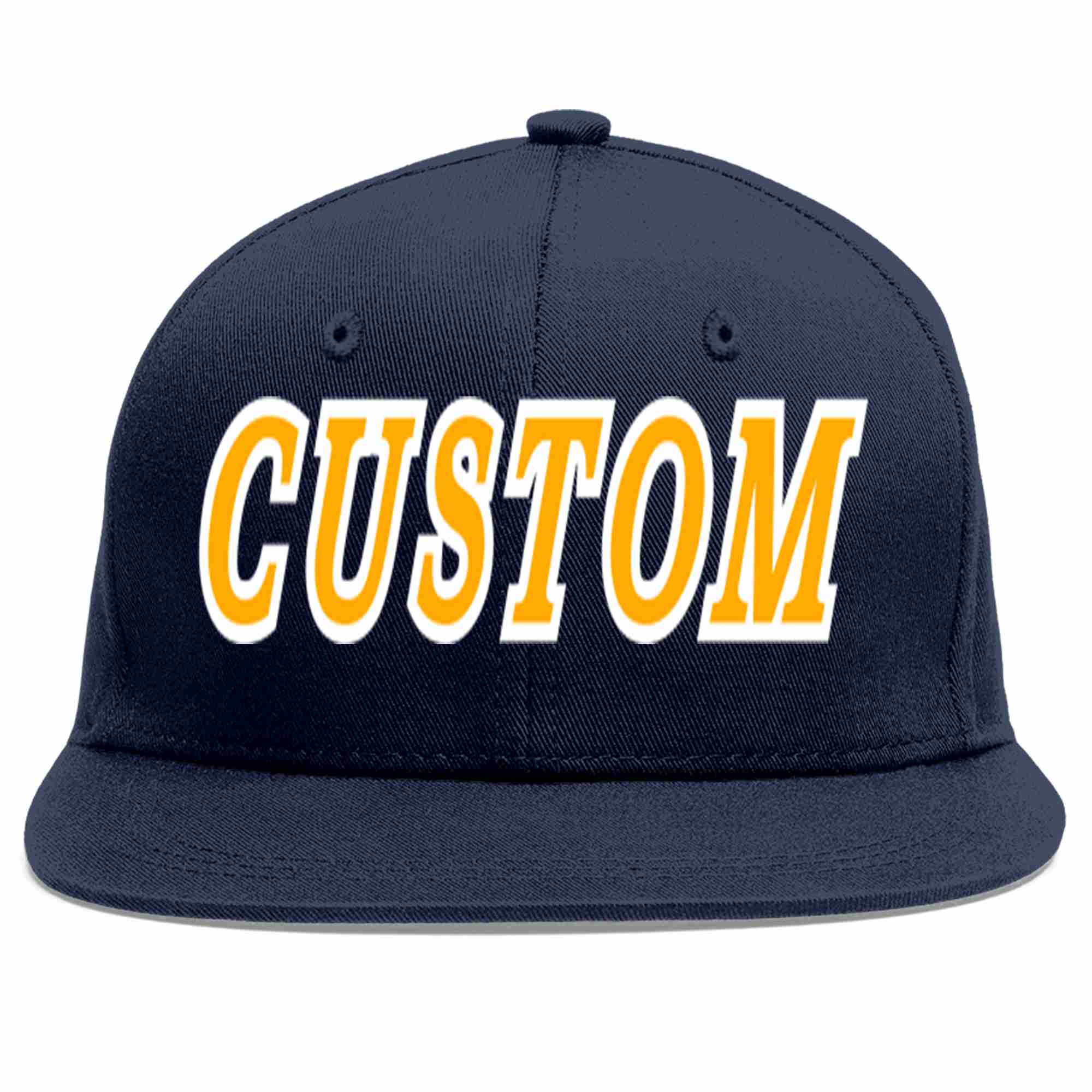 Custom Navy Yellow-White Casual Sport Baseball Cap