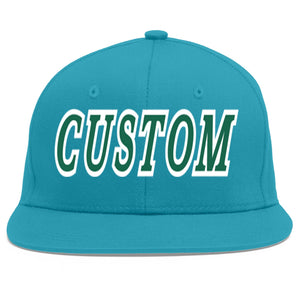 Casquette de baseball personnalisée Aqua Kelly vert-blanc Flat Eaves Sport